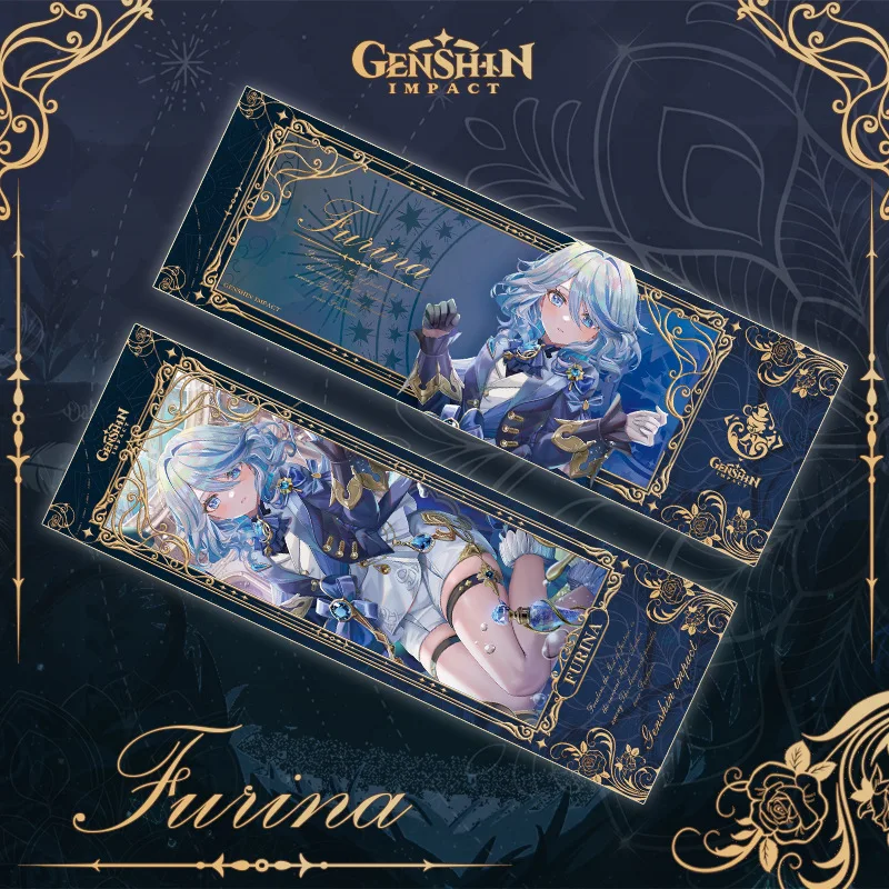 원신 임팩트 피규어 가운, 레이저 양면 티켓, Beelzebul Nilou Keqing Hu Tao 가운 컬렉션, 포스터 카드 북마크, 21x7cm 