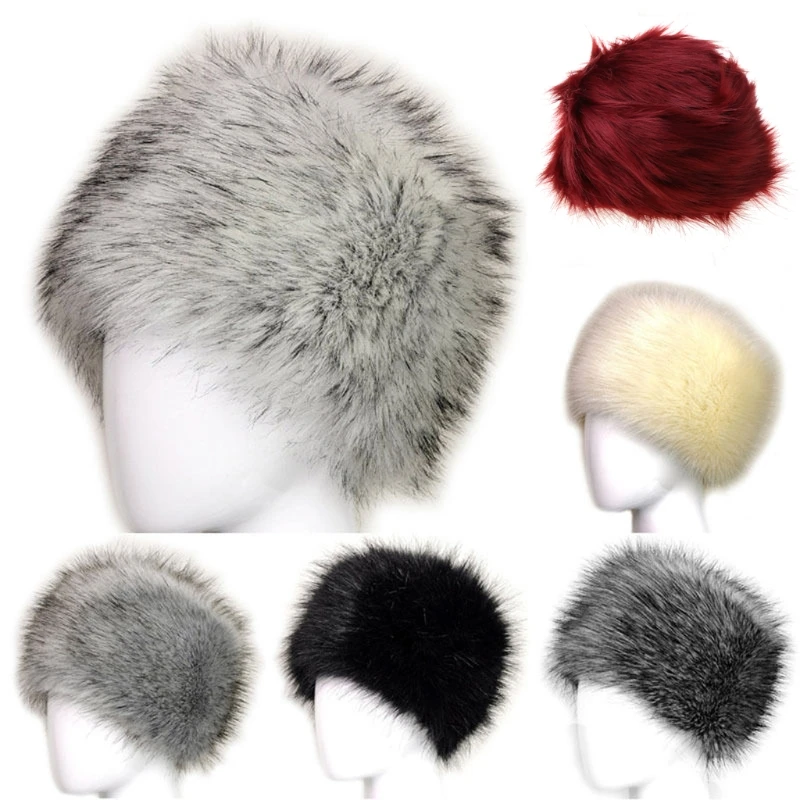 

Women Black Faux Fur Hat Russian Winter Warmer Ear Ushanka Cossack Ski Dropship