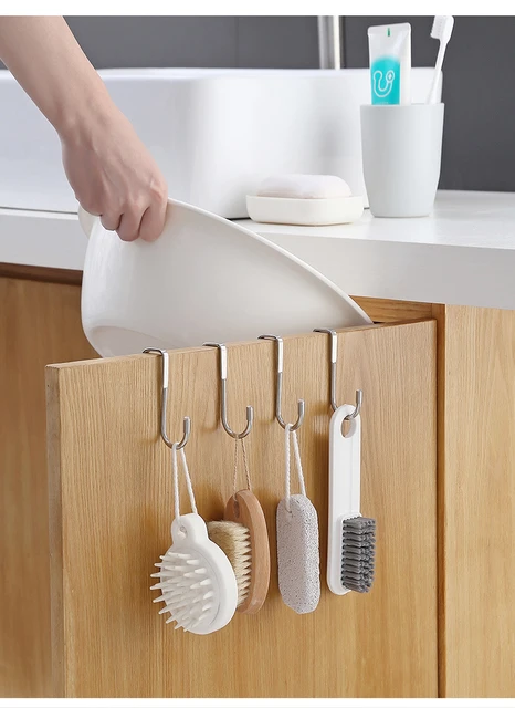 Crochet Double en Forme de S en Acier Inoxydable 304, Porte d'Armoire de Cuisine, Type Argenté, Cintre de Rangement pour Manteau et Serviettes 3