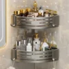 1-2PCS Shower Corner Shelf with Towel Bar Hook Space Aluminum Bathroom Shelf Without Drilling Shampoo Holder Bathroom Accessorie 1