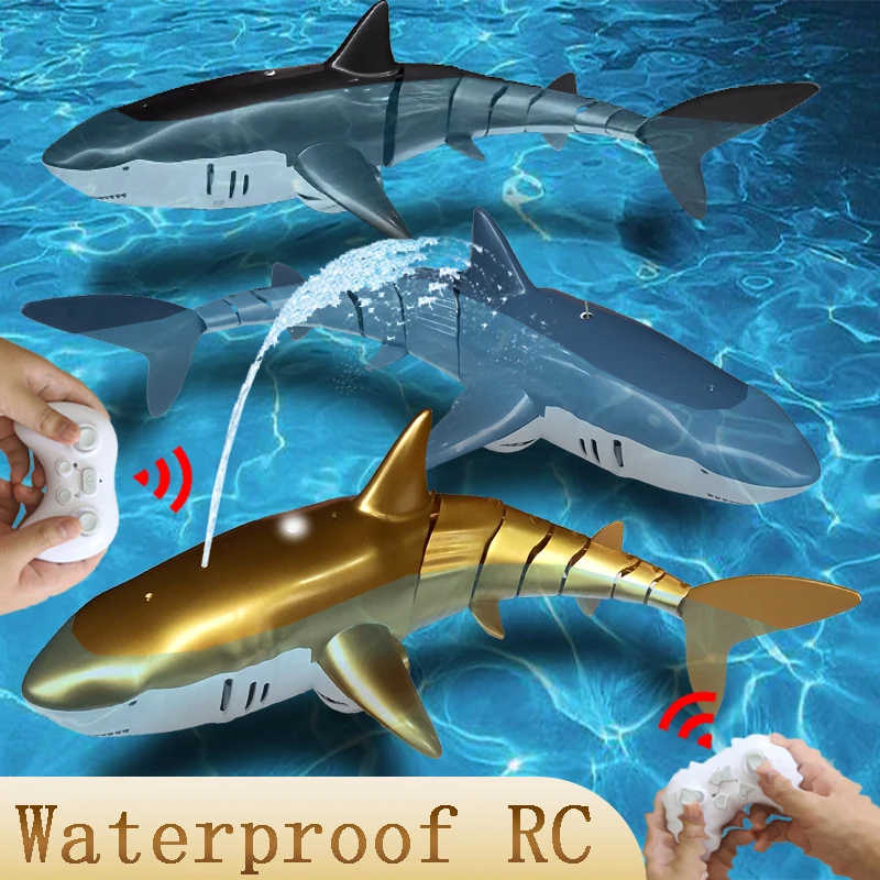 Rc Shark Boy Bath Toy Per Kid Girl Child Simulation Water Spray Telecomando Whale Animal Boat Sottomarino Fish Robot Pool Beach