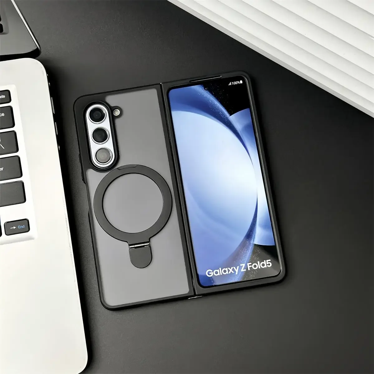 For Samsung Galaxy Z Fold 5 4 Magsafe Case Translucent Matte Kickstand Magnetic Holder Wireless Charging Shockproof Hard Cover