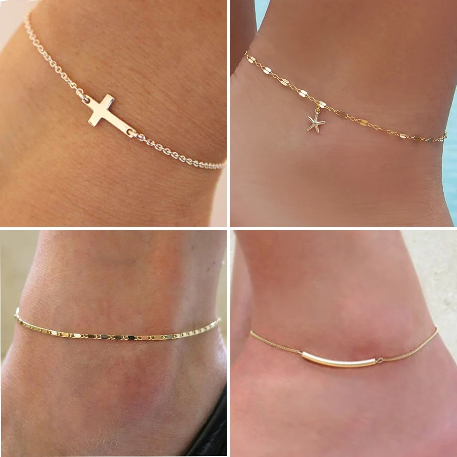 WomensAnkletBohemianCrossStarAnklet2022SummerBeachAnkletsOn
