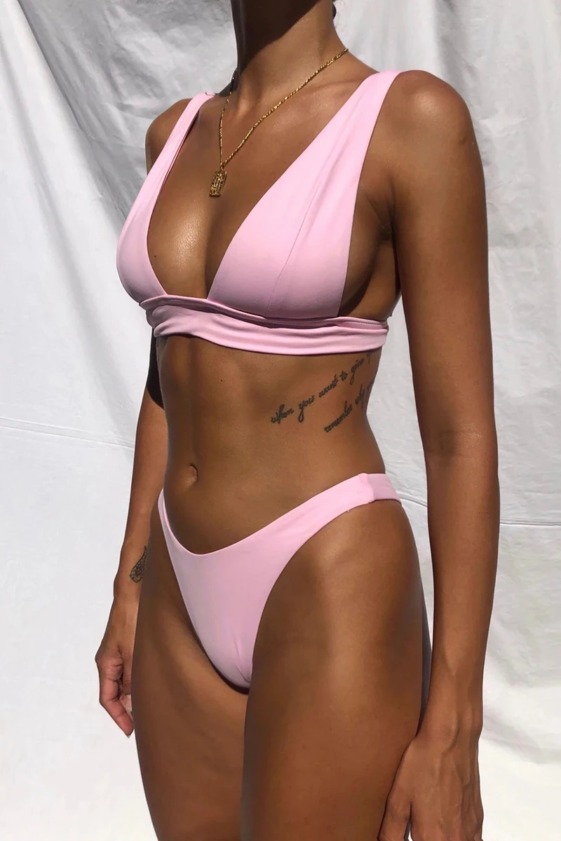 New Sexy Bikini 2022 Solid Swimsuit Women Swimwear Push Up Bikini Set Brazilian Bathing Suit Summer Beach Wear Swimming Suits XL purple bikini set