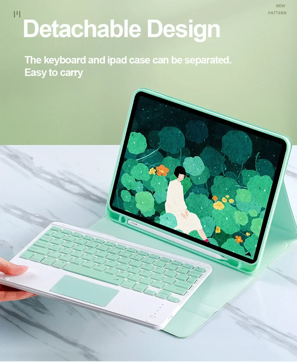 Premium Leather Keyboard Case with Mouse for iPad - Versatile Fit for Multiple Sizes