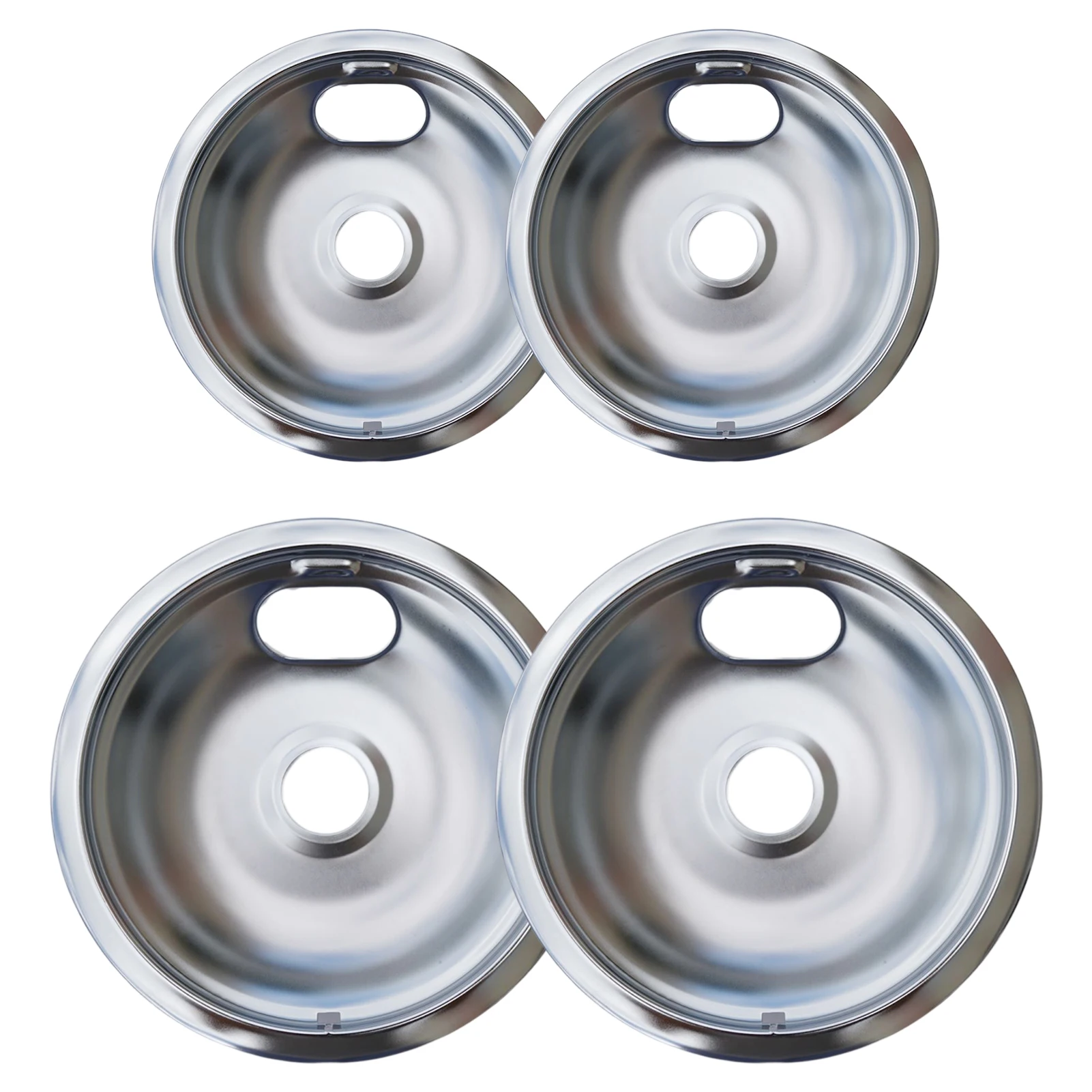 

4pcs Chrome-Plated Surface Catch Spills Energy Save Easy To Clean Electric Stove Drip Pans 6in 8in Thicker Safety Stick Free