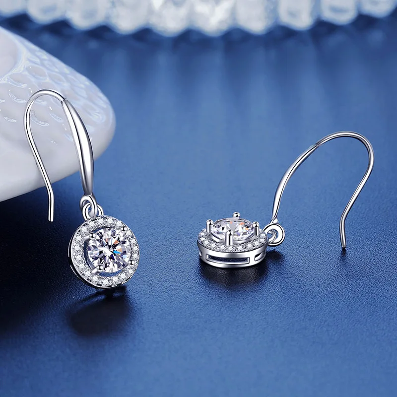 925 Sterling Silver Moissanite Earrings - Side View