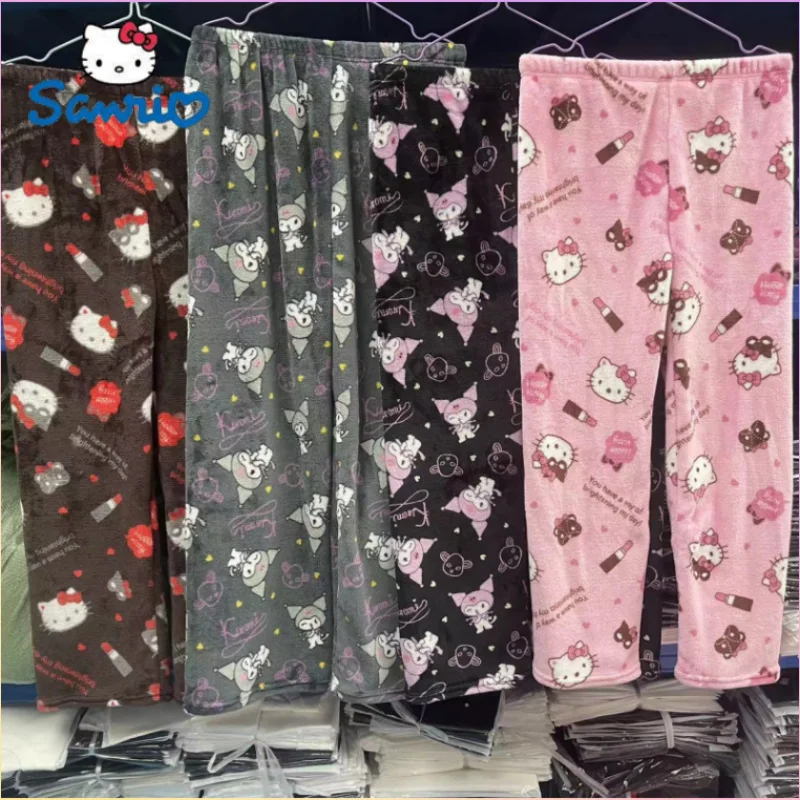 

Горячая Распродажа, женские брюки с рисунком Y2k, домашние теплые женские брюки Kuromi, милые повседневные свободные брюки, Рождественский подарок