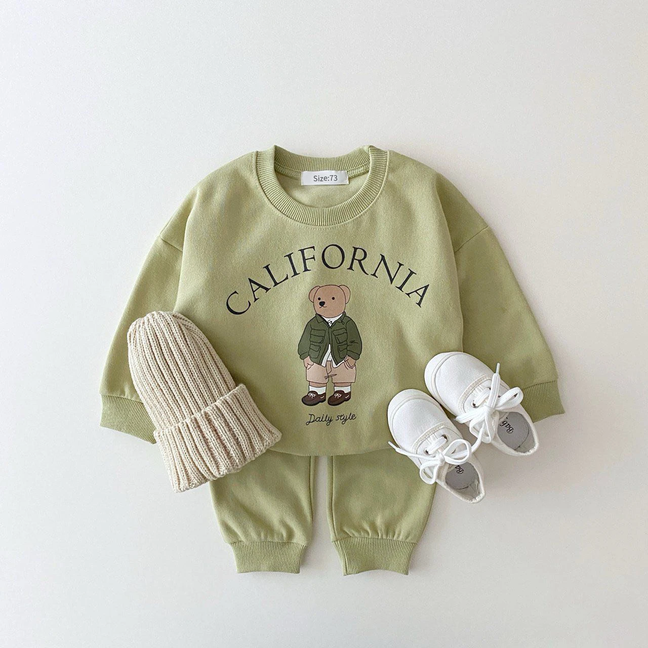 Baby Boy Girl Clothing Sets Children Bear Pullover Sweatshirts + Simple Solid Cotton Sports Pants 2pc Kids Clothes Boy New Suit