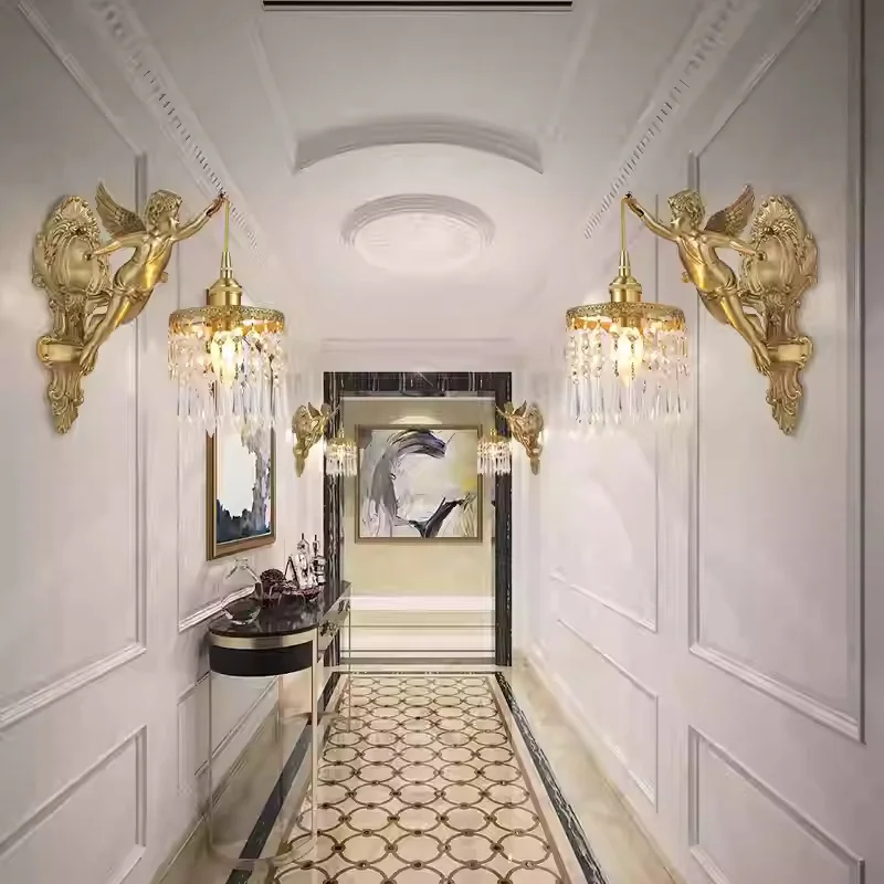 Applique Murale Ange et Cristal - Luxe Classique | Décoration Dorée