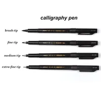 Kit 4pcs Calligraphy Pen Soft Hand Lettering Fineliner Brush Pen Black Ink 2