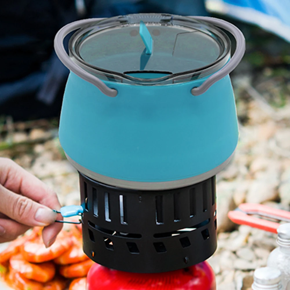 Portable Folding Boiling Water Pot with Handle for Camping Travel Self-Driving Silicone Kettle Space Saving Drinkware 2
