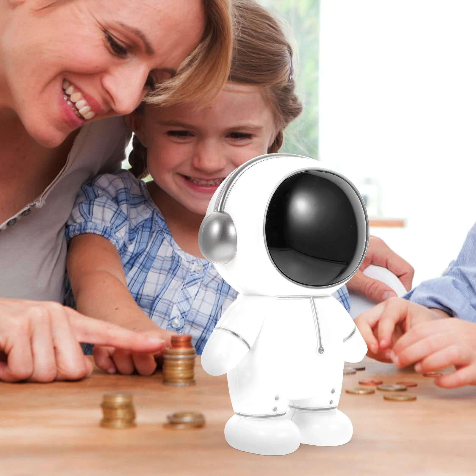 Galaxy Light Projector Astronaut Piggy Bank Toy Desktop Adornment Household Silver Child 5