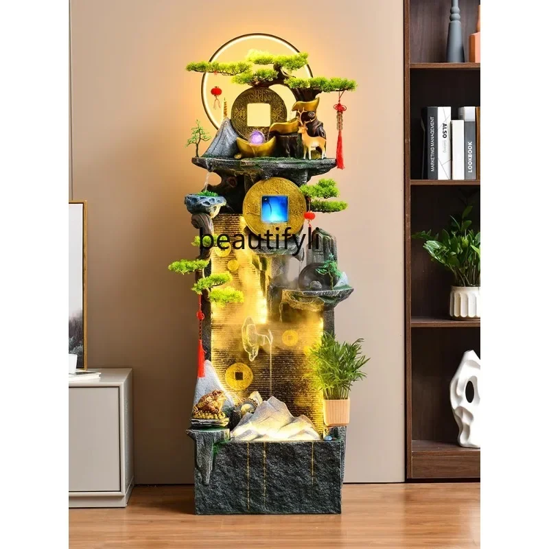 

Chinese Living Room Fish Tank Flowing Water Ornaments Humidifier Decoration Club Tea Room Floor Landscape
