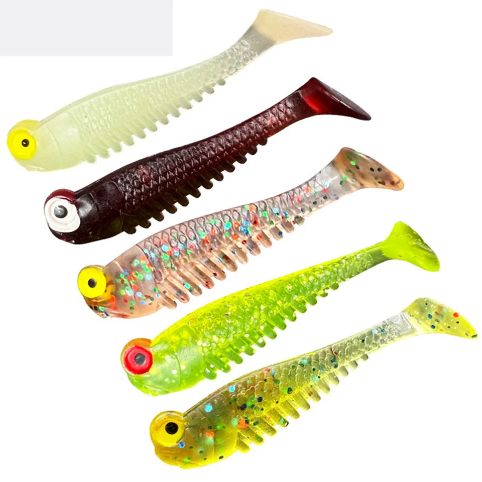 

10pcs Soft Lure 50mm 3D Eye Fish Artificial Silicone Soft Fish Catfish Bait for Bass Fishing Tackle