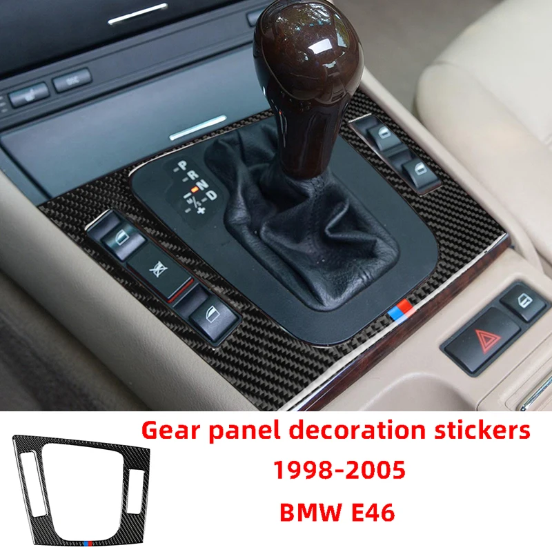 

Carbon Fiber Car Gear Shift Panel Decoration Stickers For BMW 1998-2005 E46 Interior Accessories