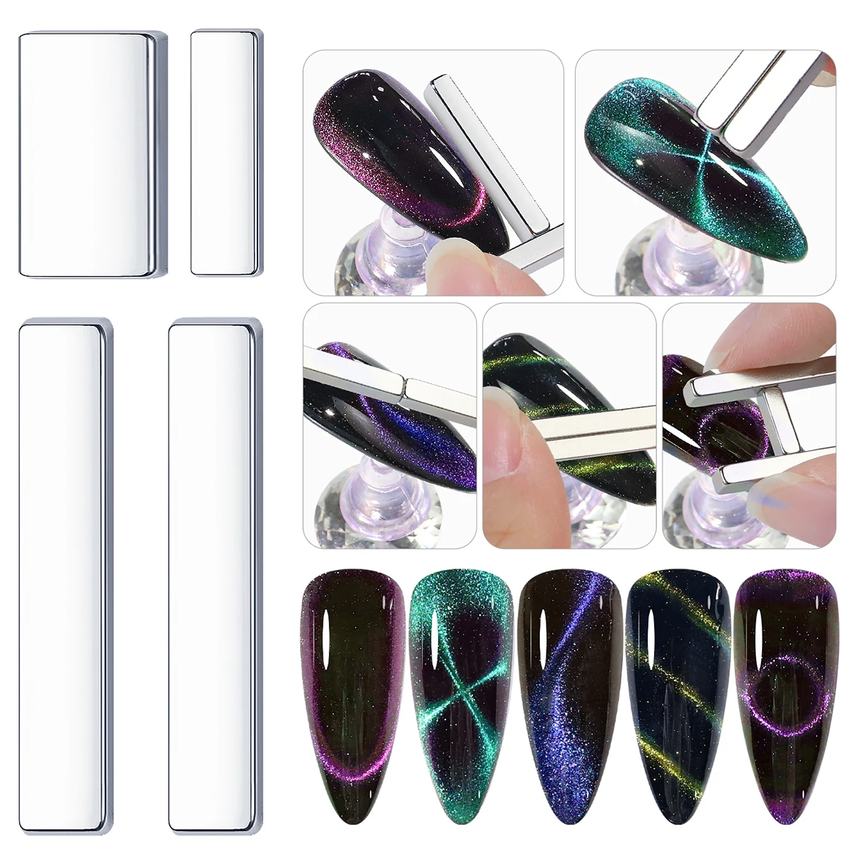 Bar Magnet Nail UV Gel Strip Magnetic Rod French Cat Eye Nail Polish Magnetic Attraction Magnets Set 4pcs Manicure Salon Tool