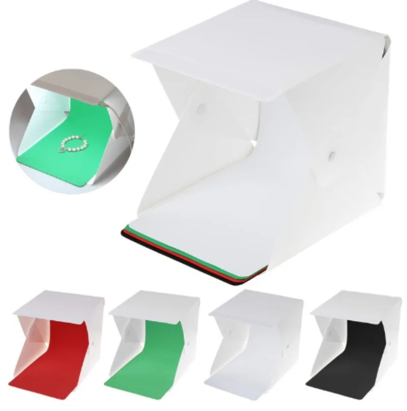 20cmMini Portable Photography Lighting Tent Kit White Foldable Shooting Softbox with 1x20 Lights+5Backdrops for Product Display photo studio light tent