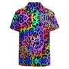 Full Print Leopard Graphic Shirts For Mens Summer Short Sleeves Button Down Hawaiian Beach Shirts Mens Oversized Tees Top 3