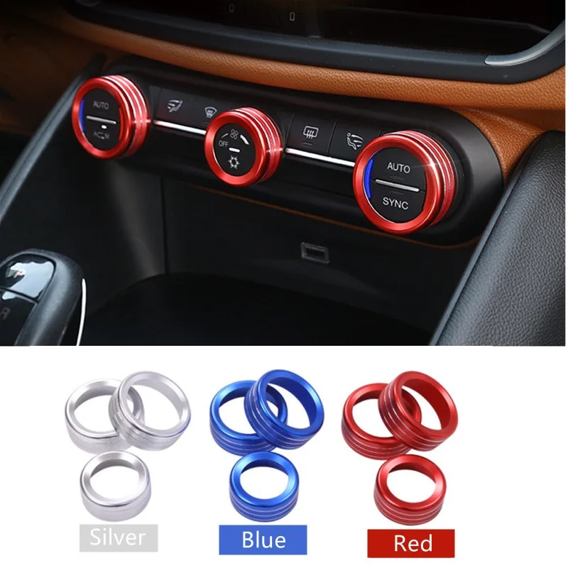 Auto Zentrale Steuerung Klimaanlage Knopf taste Ring AC Abdeckung Borte Dekoration Für Alfa Romeo Stelvio Giulia 2017-2020 – Detail 1