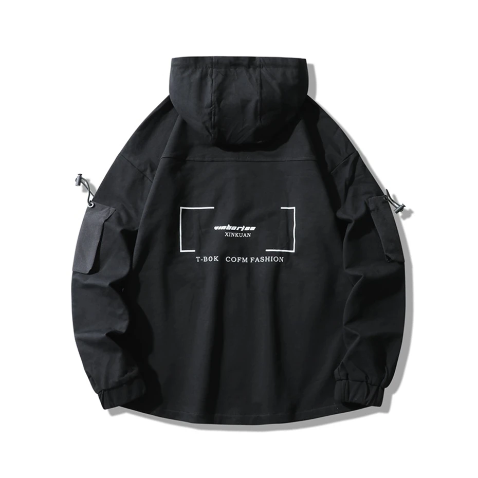 Multiple Pockets Cargo Jacket Men Windbreaker Camping Jacket Coat Fashion Casual Hooded Jackets Male Outdoor Outerwear