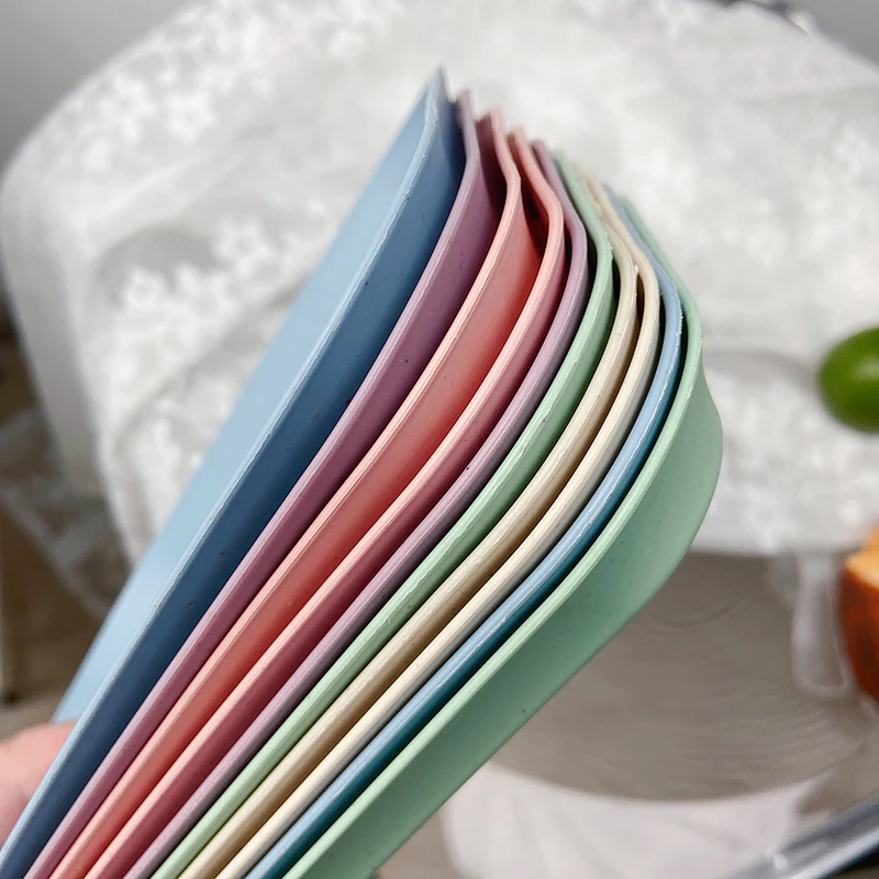1/2pcs Wheat Straw Storage Trays Sundry Food Snack Plate Storage Organizer Coffee and Tea Tableware Trays Decorative Dishes 6