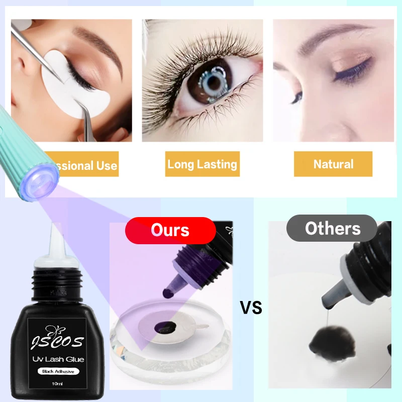 10ML UV Lash Black Adhesive Glue for Lash Extensions Black Grafting Eyelash Glue Lamp Led UV Lash Adhesive Glue Makeup