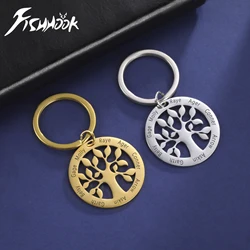 Fishhook Family Tree of Life Custom Keychain Personalized Name Key Chain Ring Gift For Woman Mother Man Kid Child Father Jewelry