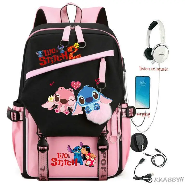 Stitch Backpack Multifunctional Waterproof School Bags Laptop Backpack USB Bagpack Travel Casual Rucksack