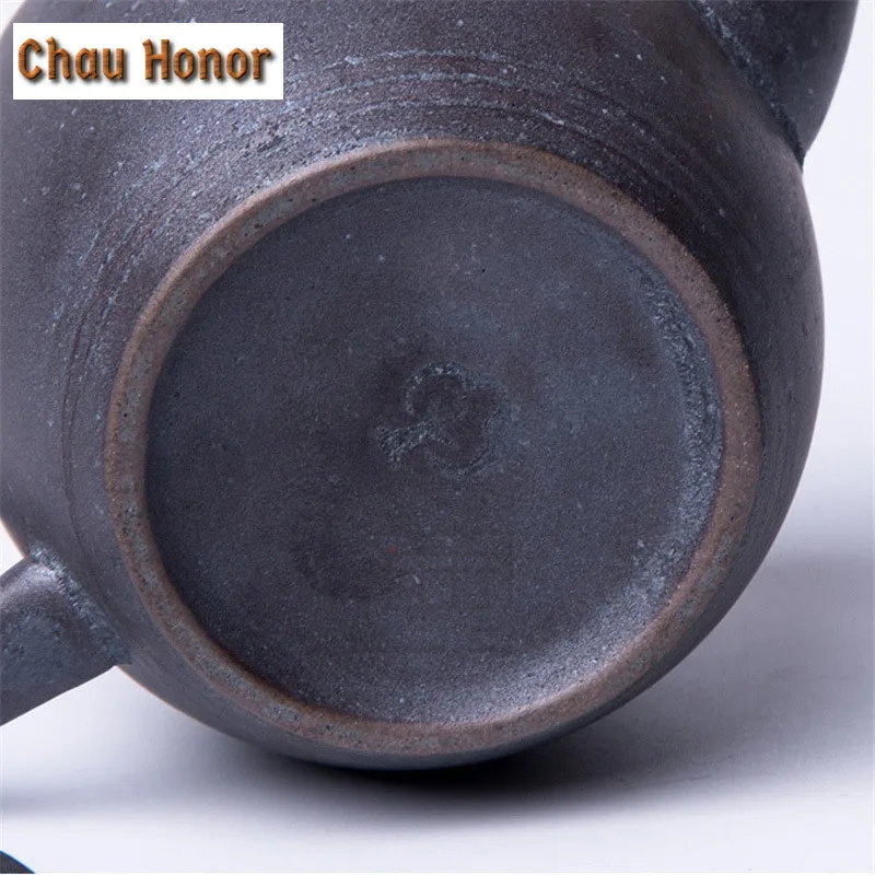 240ml Antique Balck Coarse Ceramic Teapot Handmade Pottery Strainers Hongdao Pot Dahongpao Puer Master Tea Maker Gift Packaging