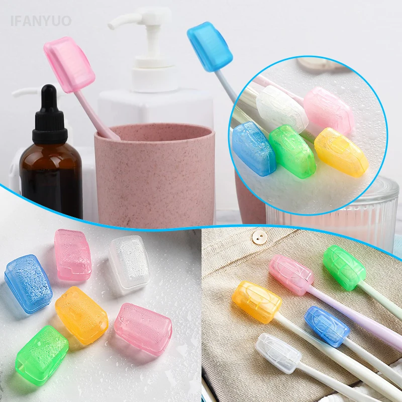 Travel Toothbrush Head Protective Caps Portable Toothpaste Holders Head Dustproof Cover Germproof Toothbrush Protector 5Pcs/Set