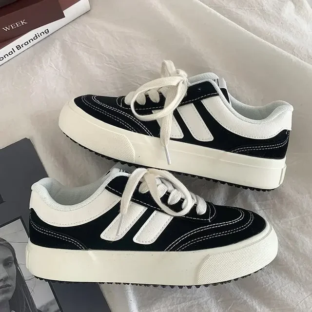 Black & White Retro Platform Sneakers