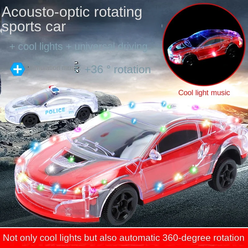 Children's Toy Car Light Music Universal Sports Car Stall Supply Sound and Light Electric Police Car Transparent Racing Car