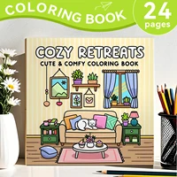 COZY RETREATS Coloring Book for Adults & Teens Featuring Adorable Animals Valentines Graffiti Painting Drawing books ﻿ 1
