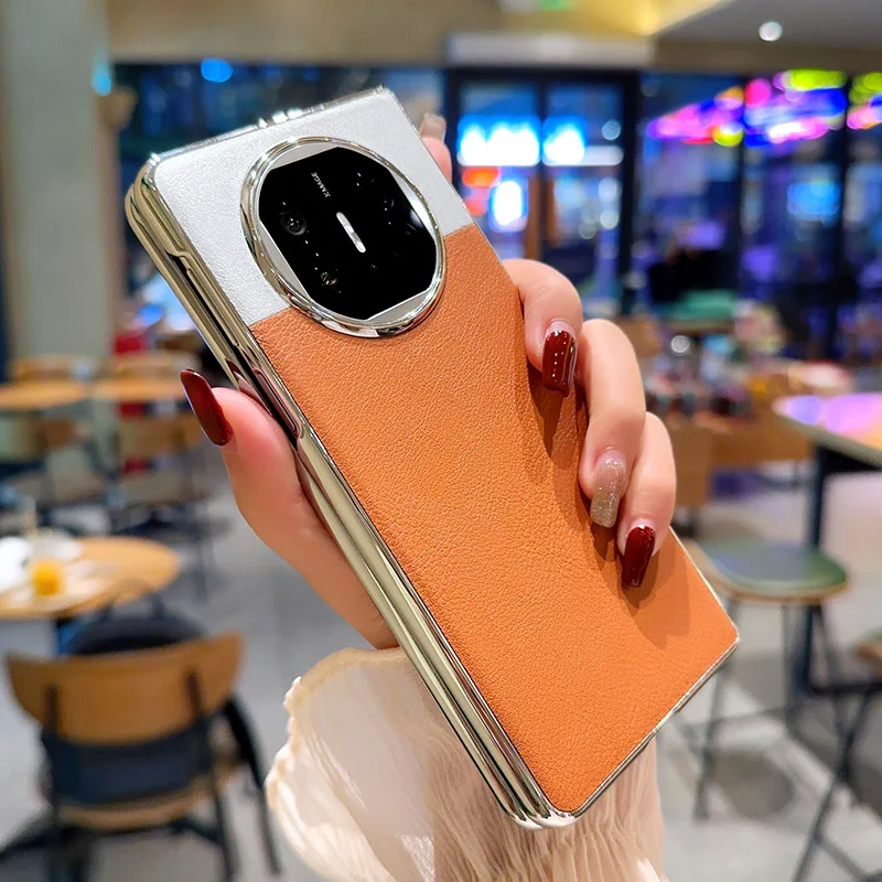 Luxury PU Leather Skin Plating Protective Back Cover Phone Shell