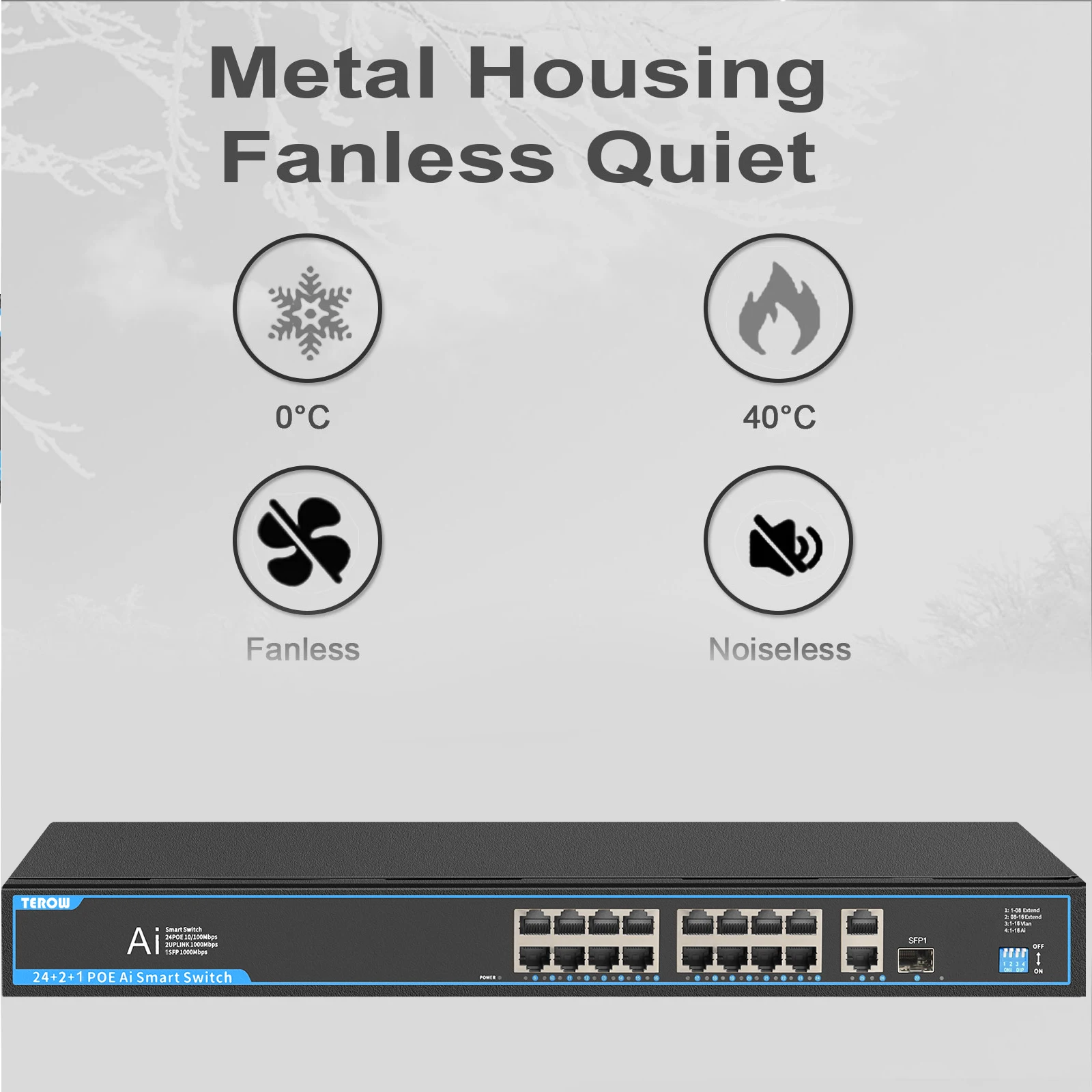 Terow Poe Fast Network Ethernet Switch Vlan para Câmera ip Câmera de Segurança Cctv 18 16 20 10 12 Portas Gigabit Switch - Imagem 6