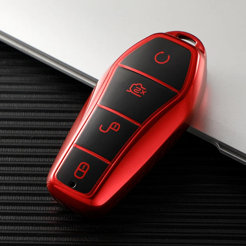 Key Case Soft TPU Car Key Case 4 Buttons Remote Control For BYD Qin Plusdmi Atto 3 Han EV Dolphin