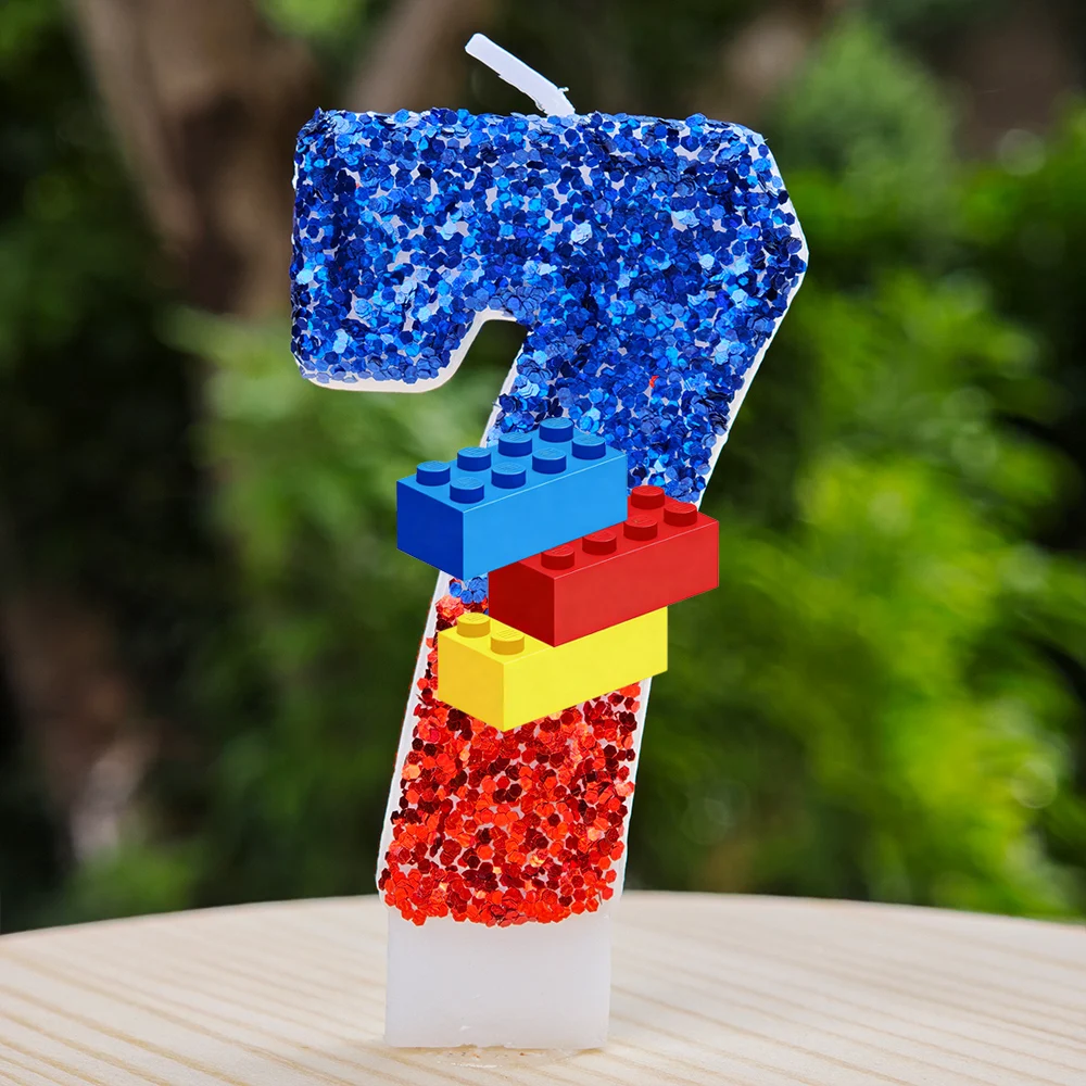 Lego-Baustein-Kerzen Nummer 0-9 Kerzen-Kuchendekoration Geburtstagsparty für Kinder Babyparty-Dekoration Geschenk – Detail 31