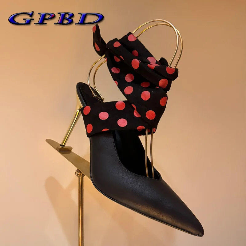 

GPBD Best Quality Ultra High Heel Women Sandals Designer Handmade Crystal Real Silk Ankle Strap Women Sandals Party Shoes Sexy