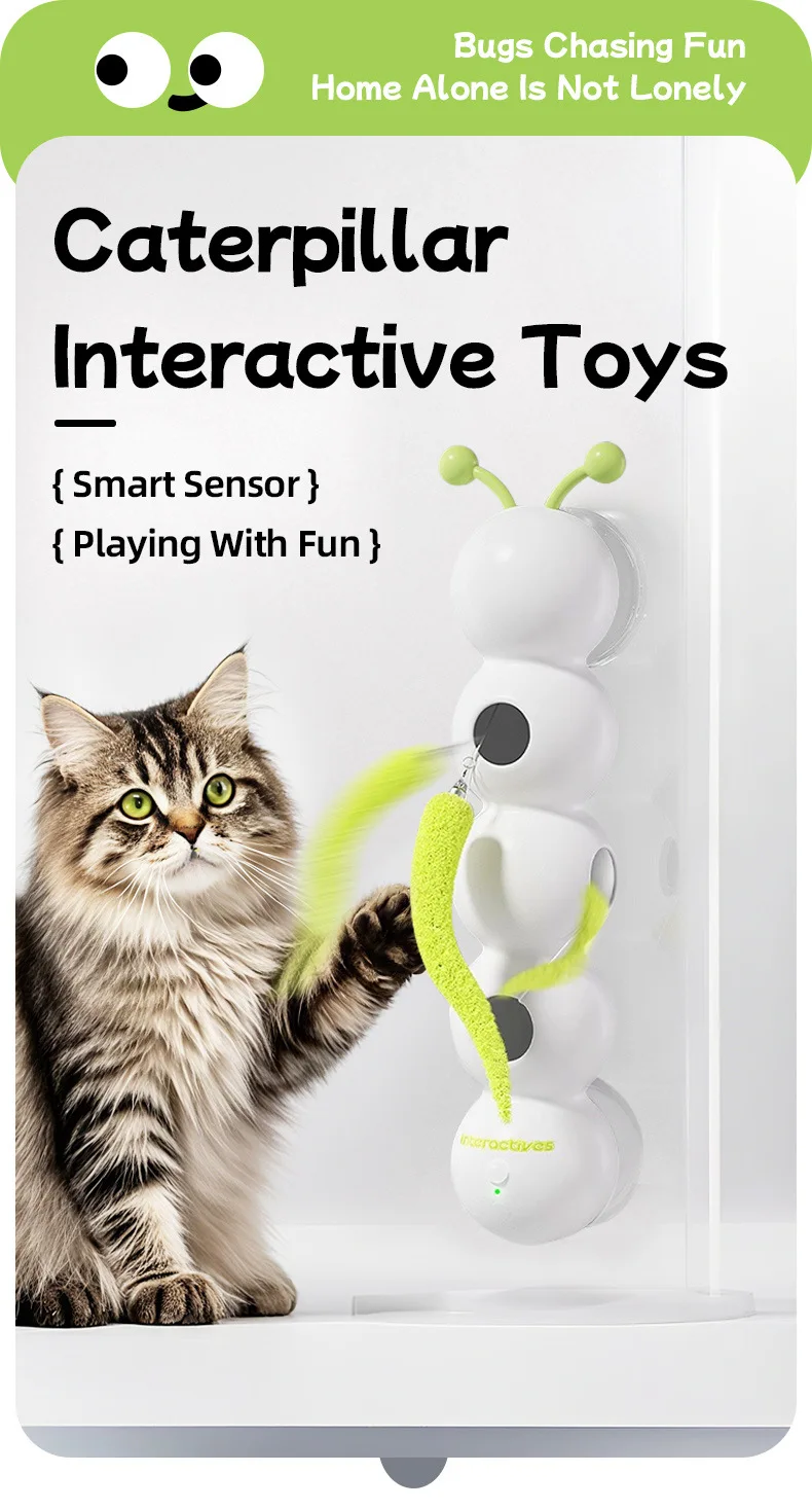 Intelligent Interactive Cat Toy Mobile Activation Wake-Up Earthworm Pole Toy with Tail Automatic Popping Hole Interactive - PeticaDeals