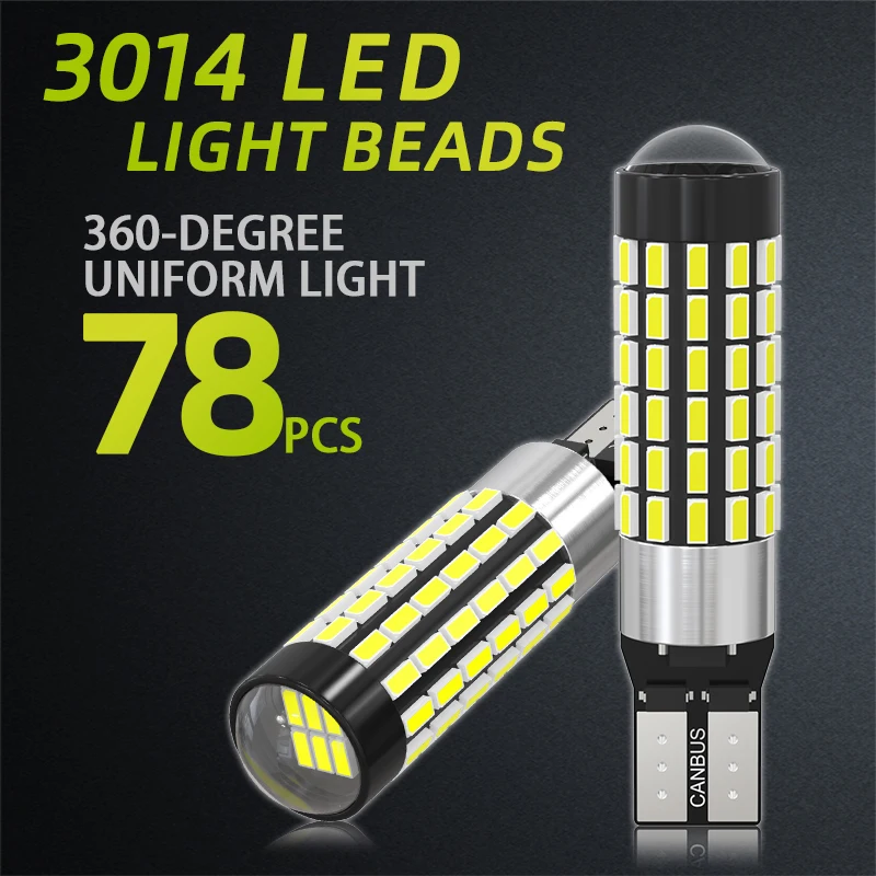 Jiachi   2PCS   T10 LED   78 SMD 3014 CANBUS  194 921 ڵ     12-24V