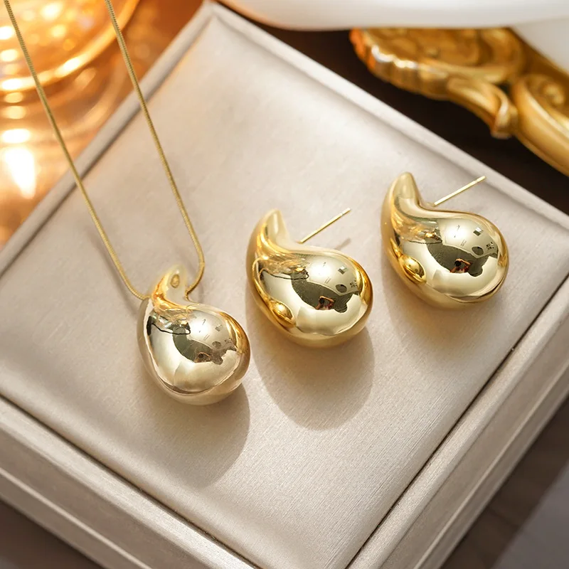 3ks kreativní móda droplet přívěsek řetízek náušnice šperků sada pro ženy narozeniny večírek výročí dar šperků