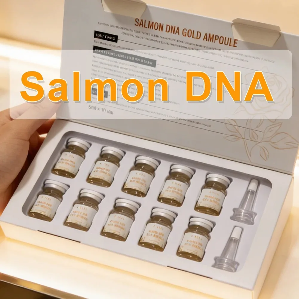 Kit de sérum potenciador facial con ampollas de oro y ADN de salmón para iluminar, blanquear, hidratar y rejuvenecer la piel._voghion.com