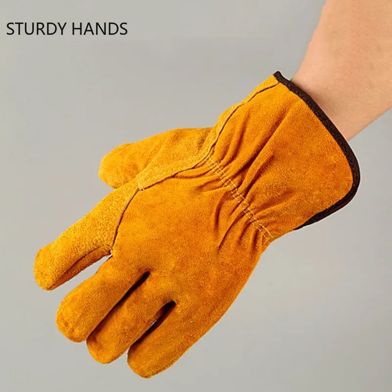One Pair Fireproof Durable Cow Leather Welder Gloves Anti-Heat Work Safety Gloves for Welding Metal - Image 5