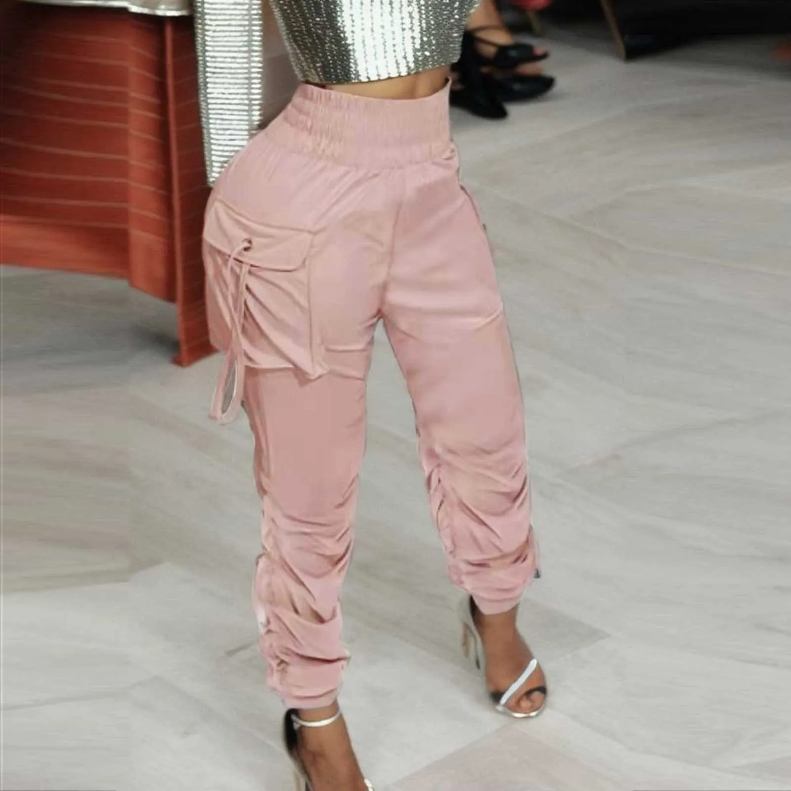 

Womens Cargo Pants Joggers High Waist Pleated Pants With Work Attire Foot Pants Slim Oversized Baggy Hip Hop Y2k Baggy Trousers