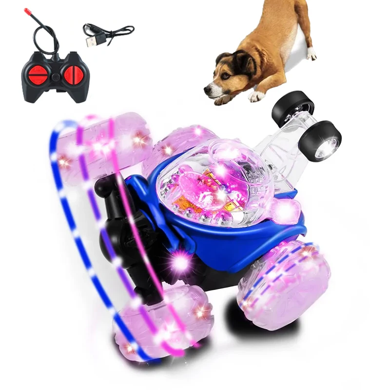 Interactive Dog Toys Tumbling Stunt Car Remote Control Dump Off Road Light  Car Racing 360 Degree Rotating Electric Toys for Dog - AliExpress