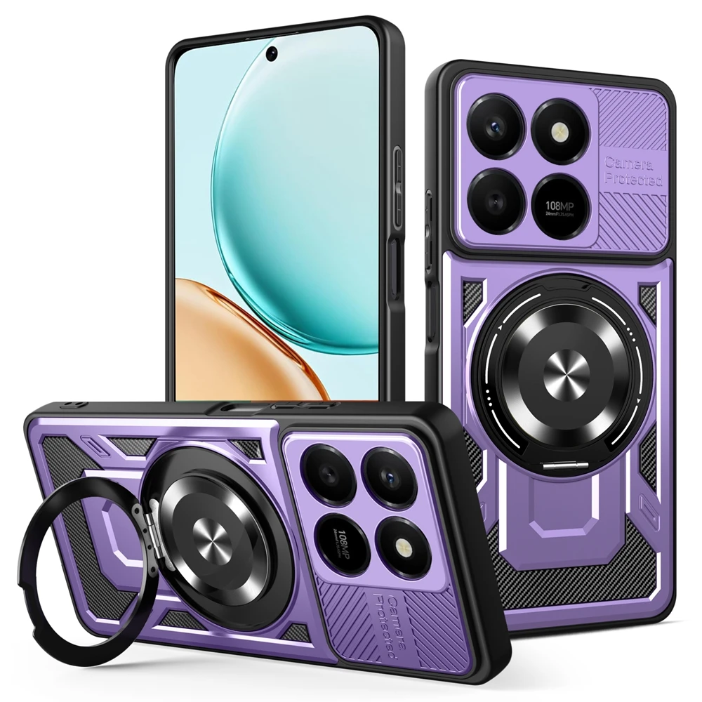 Shockproof Armor Magnetic Ring Case with Magsafe Wireless Charging Compatibility