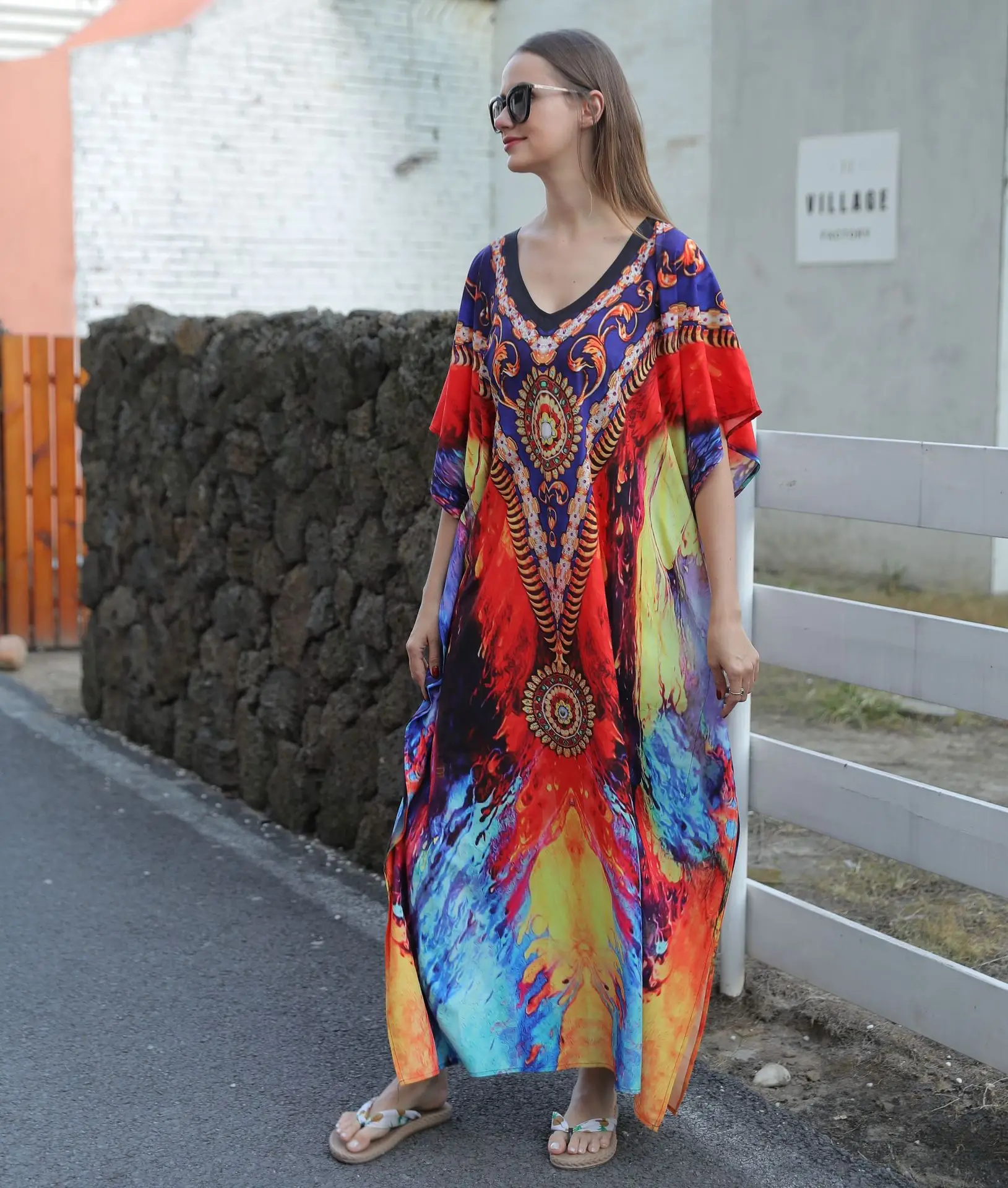 Women's Clothing Colorful Kaftan Dresses for Long Bathing Suit Cover Ups Maxi Beach Cover Ups Caftan Swimwears 1