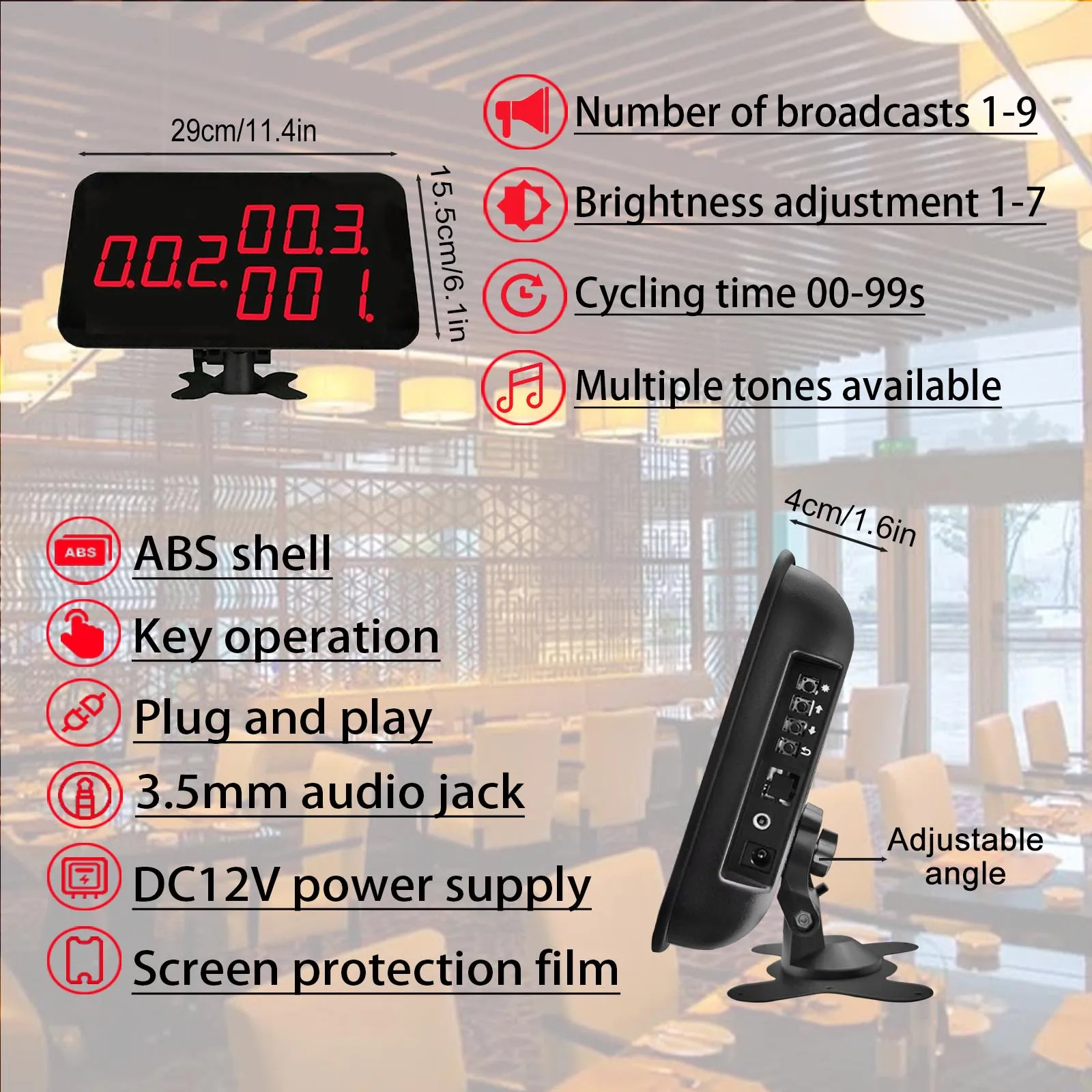 KOQI Pager Wireless Waiter Call System Service Beeper 1 Number Monitor 10pcs Waterproof Table Caller Bell for Bar Restaurant