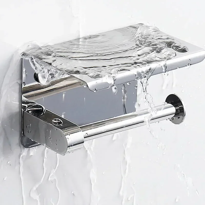 Toilet Paper Holder Toilet Roll Holder 304 Stainless Steel with Phone Shelf